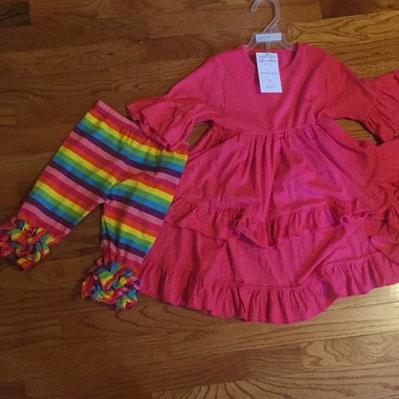 2 piece girls Sassy Ruffles Rainbow Brite outfit. - Picture 3 of 3